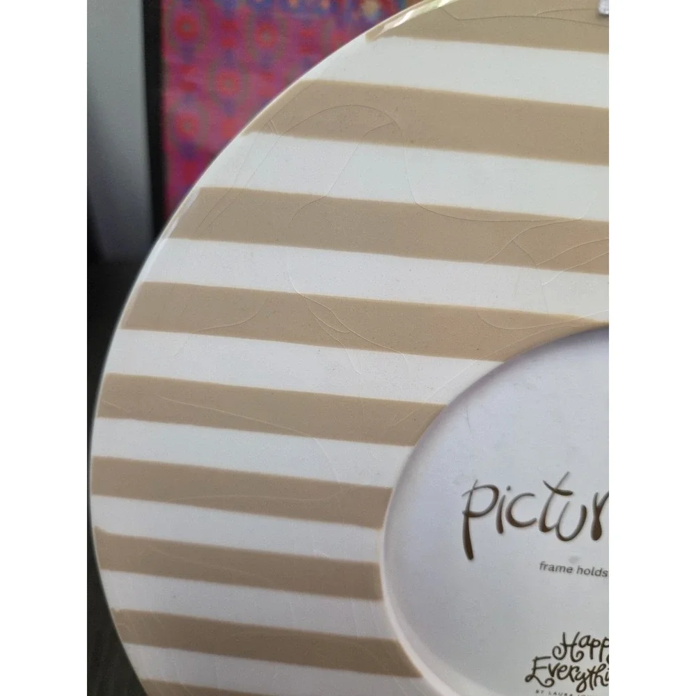 Happy Everything! By Laura Johnson Stripe Mini Round‎ Picture Frame Neutral